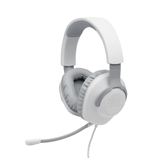 JBL Quantum 100 - White - Wired over-ear gaming headset with flip-up mic - Detailshot 1